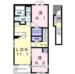 ミー クヮーム スゥク A【2階】の間取り
