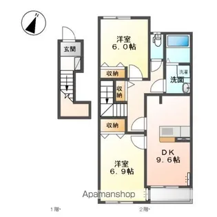 オーシャンビュー 緑ヶ丘【205号室】の間取り