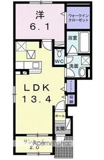プリート新知B【1階】の間取り