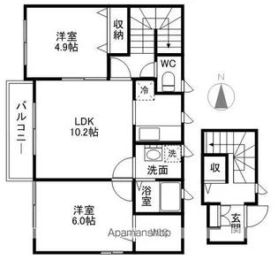 アブニールSADAOKAⅡ【2階】の間取り