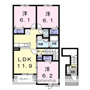 トビアスガーデン南沖洲A【2階】の間取り