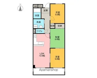 ユートピアタウン北館【3階】の間取り