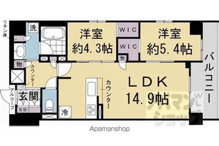 プレサンスロジェ京都御所西【203号室】の間取り