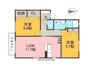 セフィラハイツⅡ B棟【2階】の間取り