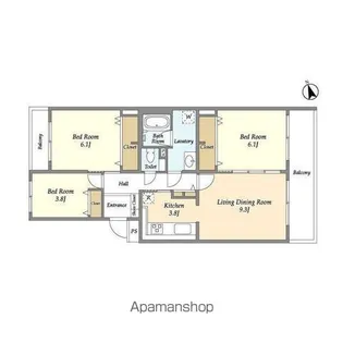 テレパレス柏てるて 南街区 1号棟【3階】の間取り