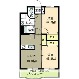 リヴェールあおば【2階】の間取り