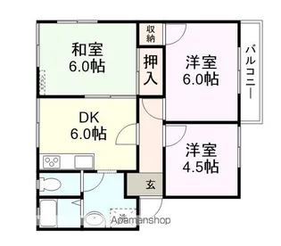 ウッドヴィレッジⅠB棟【203号室】の間取り