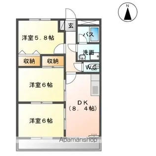 ロイヤルツインB【2階】の間取り