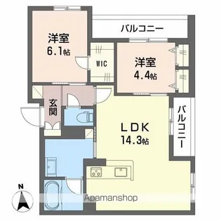 シャーメゾンナウフィールド【2階】の間取り