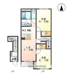 メゾンセレストB【2階】の間取り