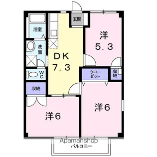 アンプルール稲田【1階】の間取り