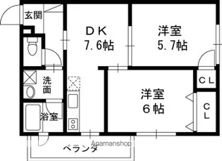 YAO.RE甲子園【2階】の間取り