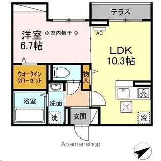グランドゥール K 八乙女【1階】の間取り