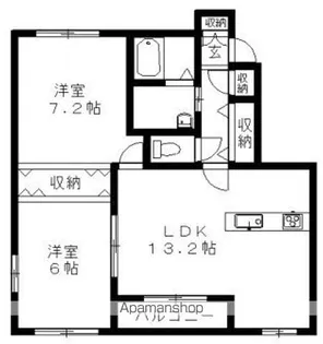 2LDKの間取り画像