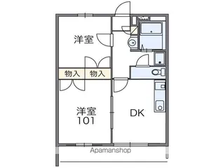 レオパレスWING【104号室】の間取り