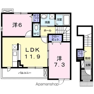 シャイニングリバーサイド【2階】の間取り
