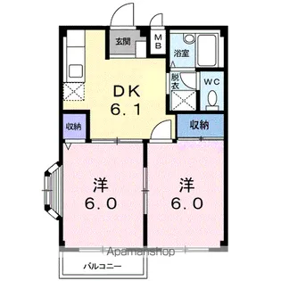 埼玉県行田市大字長野【アパート】の間取り
