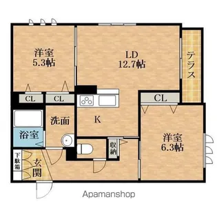 VIASOLE 和泉【105号室】の間取り