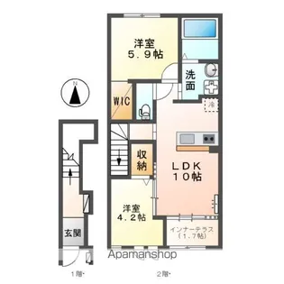ブランシュフルールK2【2階】の間取り