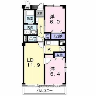 ブロッサム松山アネックスA【3階】の間取り