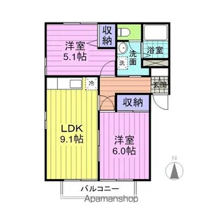 ディアコート多賀城C【101号室】の間取り