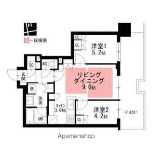 ザ・ファインタワー名古屋今池1304・2205【1304号室】の間取り