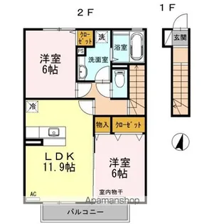 ヴィラコート J3 (West)【2階】の間取り