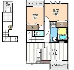 ディアコートKⅥ N【2階】の間取り