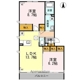 ルシエルブラン泉中央 Ⅱ【1階】の間取り