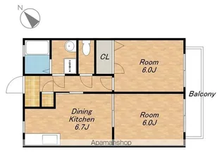 ヴィレッジVIVIA棟【102号室】の間取り