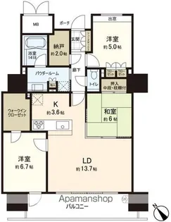 MJRザ千早【1909号室】の間取り