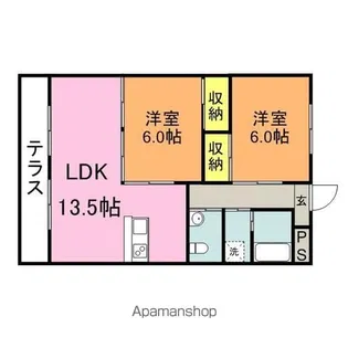 ルーブル永吉町(旧コーポラス剣)【101号室】の間取り