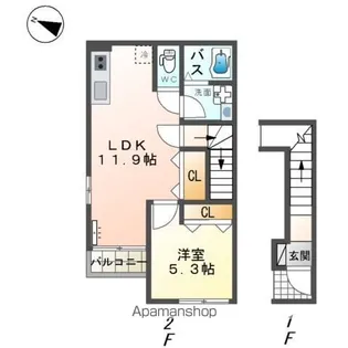 カーサ ロングール【2階】の間取り