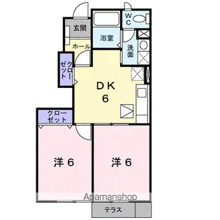 エスポアヒルズC【1階】の間取り