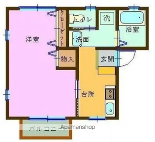 グランブルー北安東B棟【2-S号室】の間取り