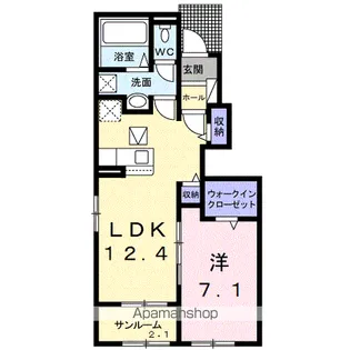 サニーハウスTOYAMA Ⅰ【1階】の間取り