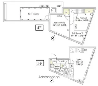 カーサフェリーチェ自由が丘【3階】の間取り