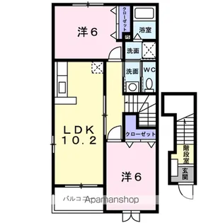 カーサ グランデB【2階】の間取り