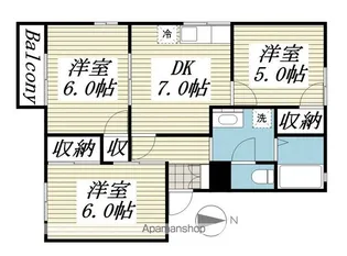 スカイタウンR2【2階】の間取り