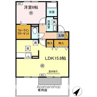 バニュルス Ⅰ・Ⅱ・Ⅲ【I102号室】の間取り