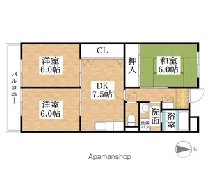 エスポワール武藤【1階】の間取り