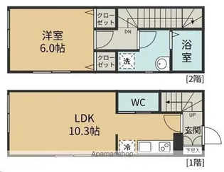 シャンテ大町西公園【105号室】の間取り