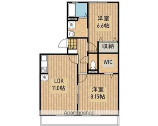 ハイカムールIS【105号室】の間取り