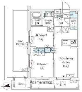 若葉ビューアパートメント【4階】の間取り