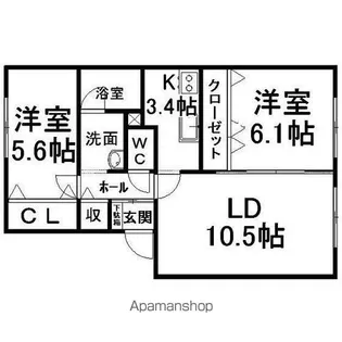 リバーサイド中ノ島【1階】の間取り