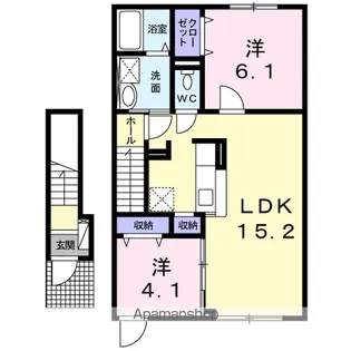 ベルアンジュ七重浜【2階】の間取り