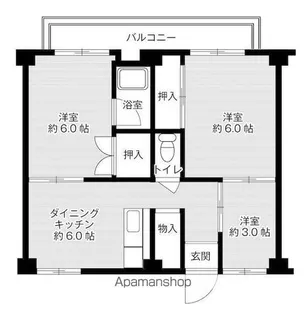 ビレッジハウス東二見4号棟【203号室】の間取り