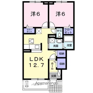 岐阜県羽島郡笠松町田代【アパート】の間取り