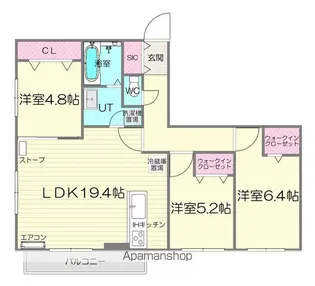 ANGEーSENTIER(アンジュ・サンティエ)【2階】の間取り
