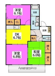 フラワーポテト正弥Ⅱ【2階】の間取り